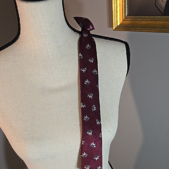 Burgundy Tie with Dog Motif for Kids - Picture 1 of 2